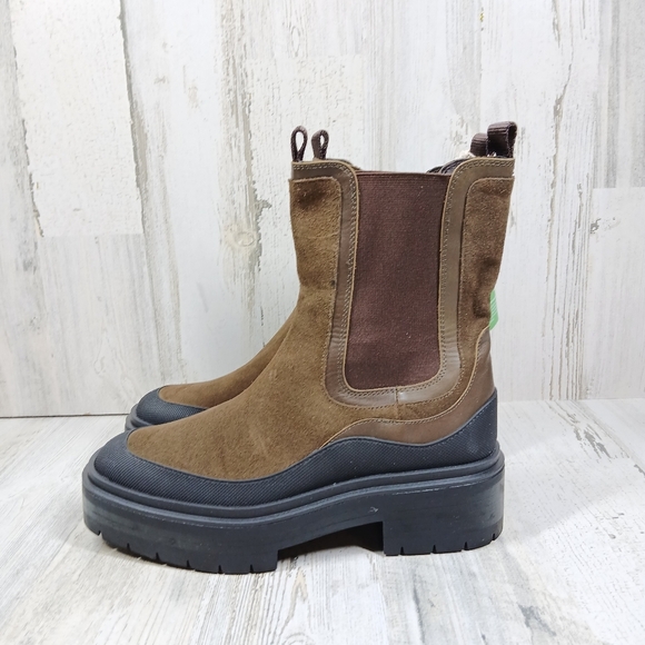 Sam Edelman Women's 8.5 Ankle Boots Lulia Waterproof Alpine Green Suede Chelsea - Picture 2 of 13